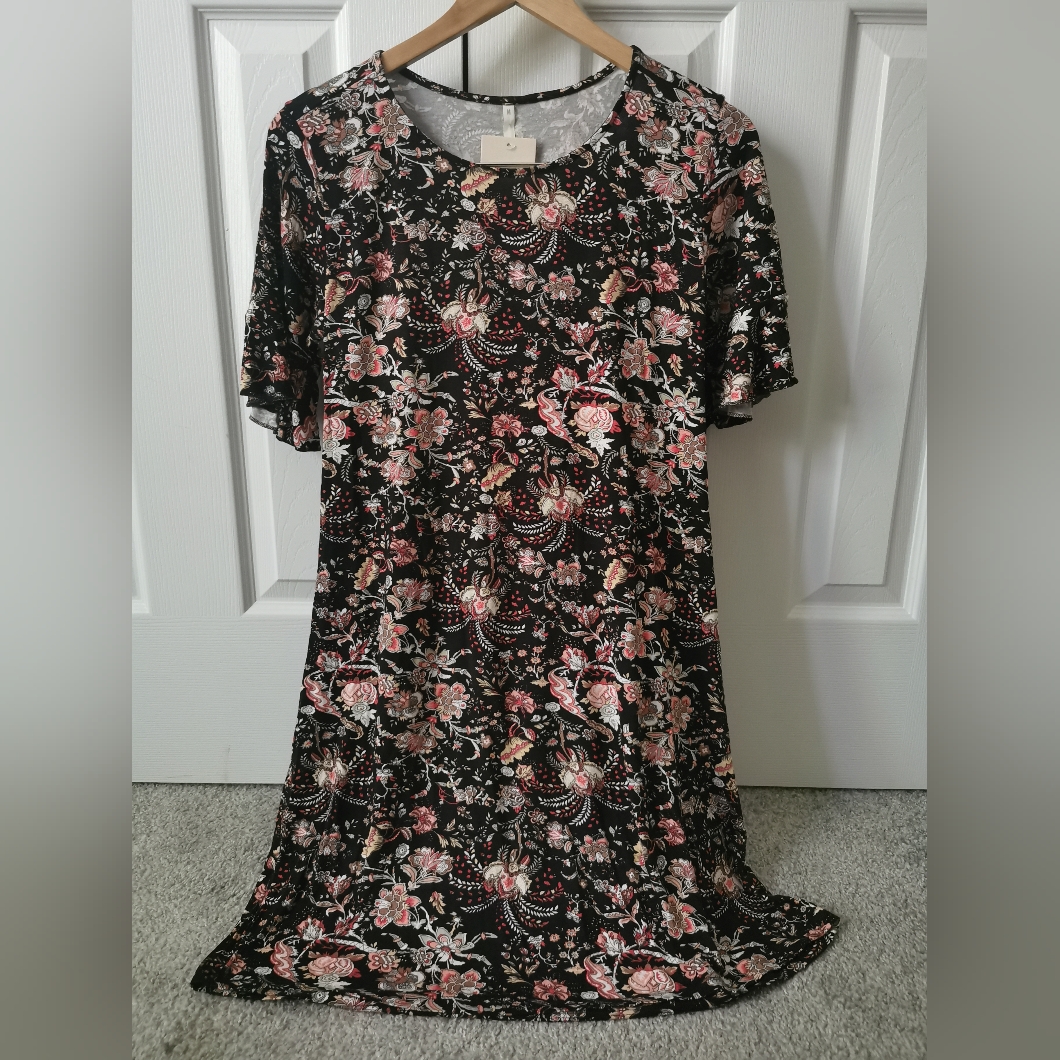 Nwt Leonisa Floral Black Dress Size M